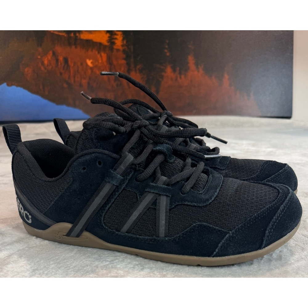 Xero Shoes Mens Prio Suede Minimalist Barefoot Fitness Black Gum Shoes Size 7